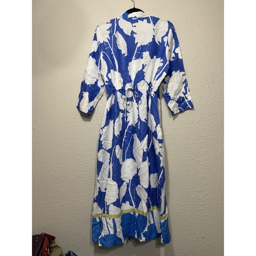 Poetry Linen Midi Dress L 12 Floral Boho Party Summer Cottagecore Feminine - Picture 14 of 14